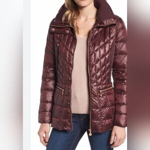 Women's Fitted Puffer Jacket Quilt Stitch Merlot Fall Winter Outdoor Wear MED